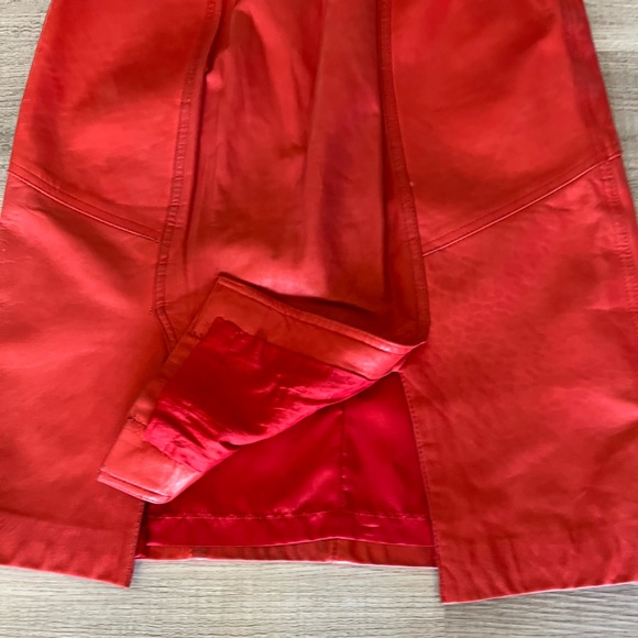 Red Leather Laurel Skirt Sz 36 Made In Germany fits Like 2-4 See Measurements - Picture 6 of 10